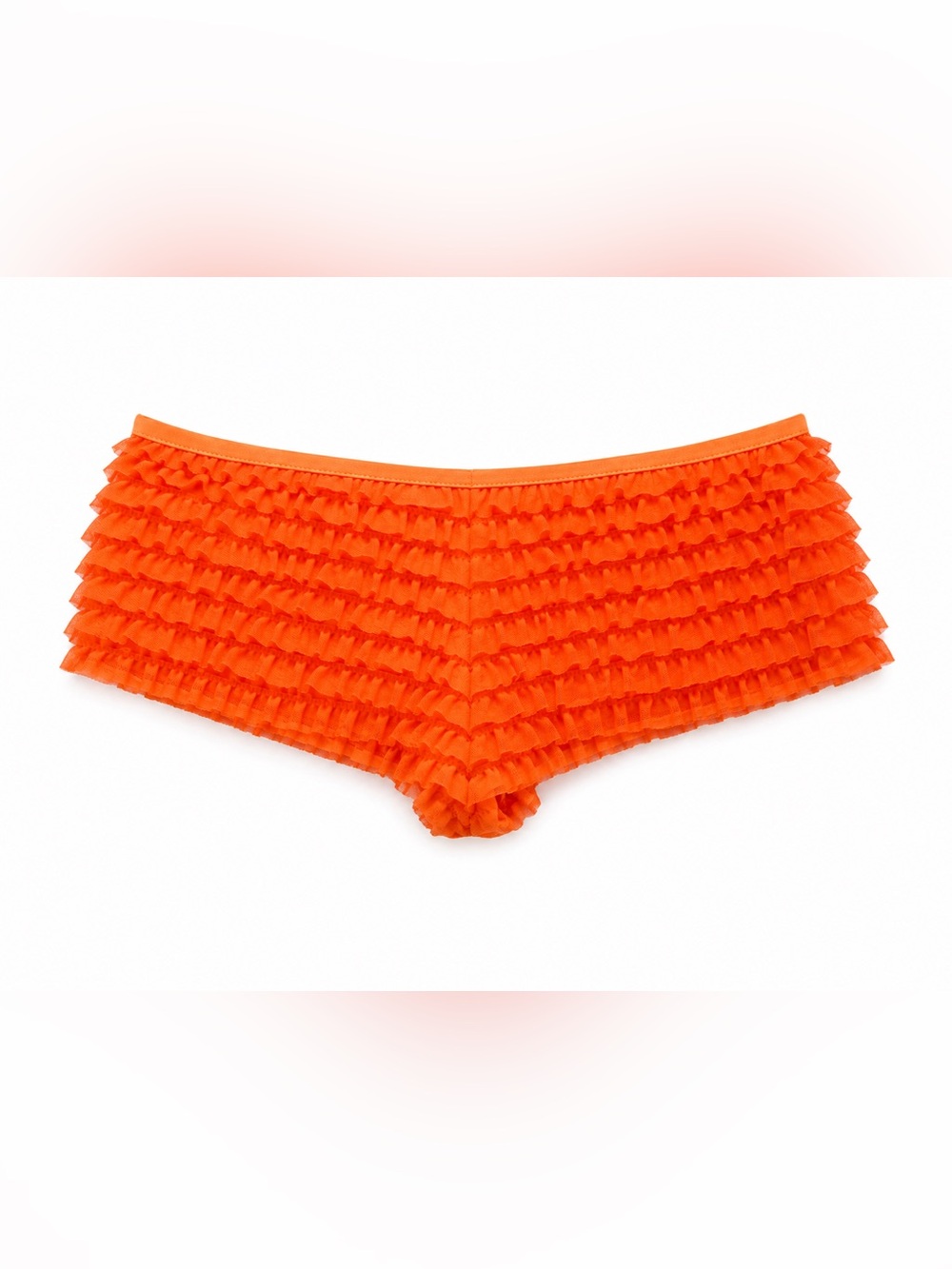 Velvet Kitten Orange Ruffle Boyshort Panty M/L Sheer Mesh Bow Lingerie NWT